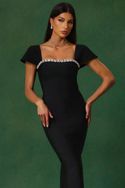 Romelle Short Sleeve Diamond Bandage Maxi Dress